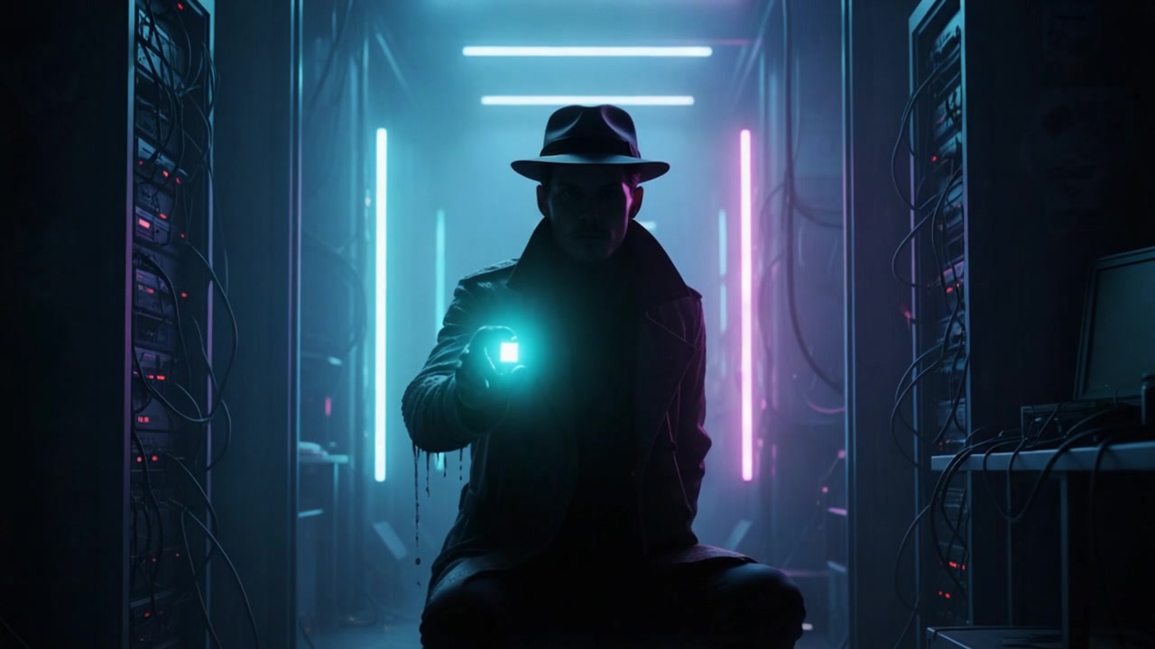 Cyber Detective Unveiled – 720p neon & cyber VJ loop