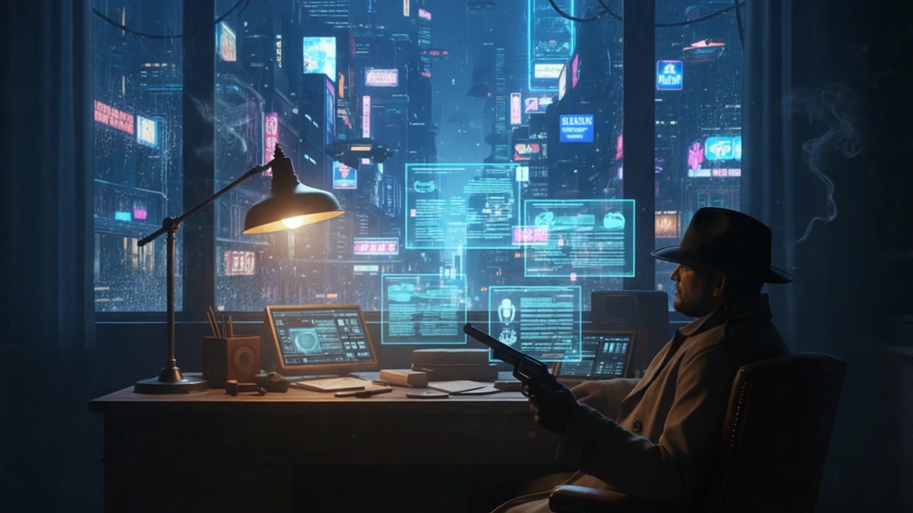 Cyber Noir Detective – 720p neon & cyber VJ loop