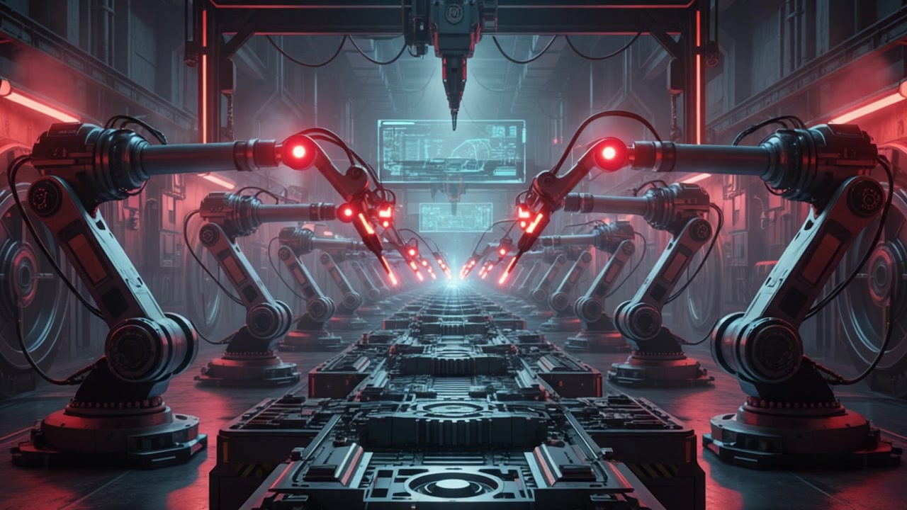Cybernetic Assembly Pulse – 720p neon & cyber VJ loop