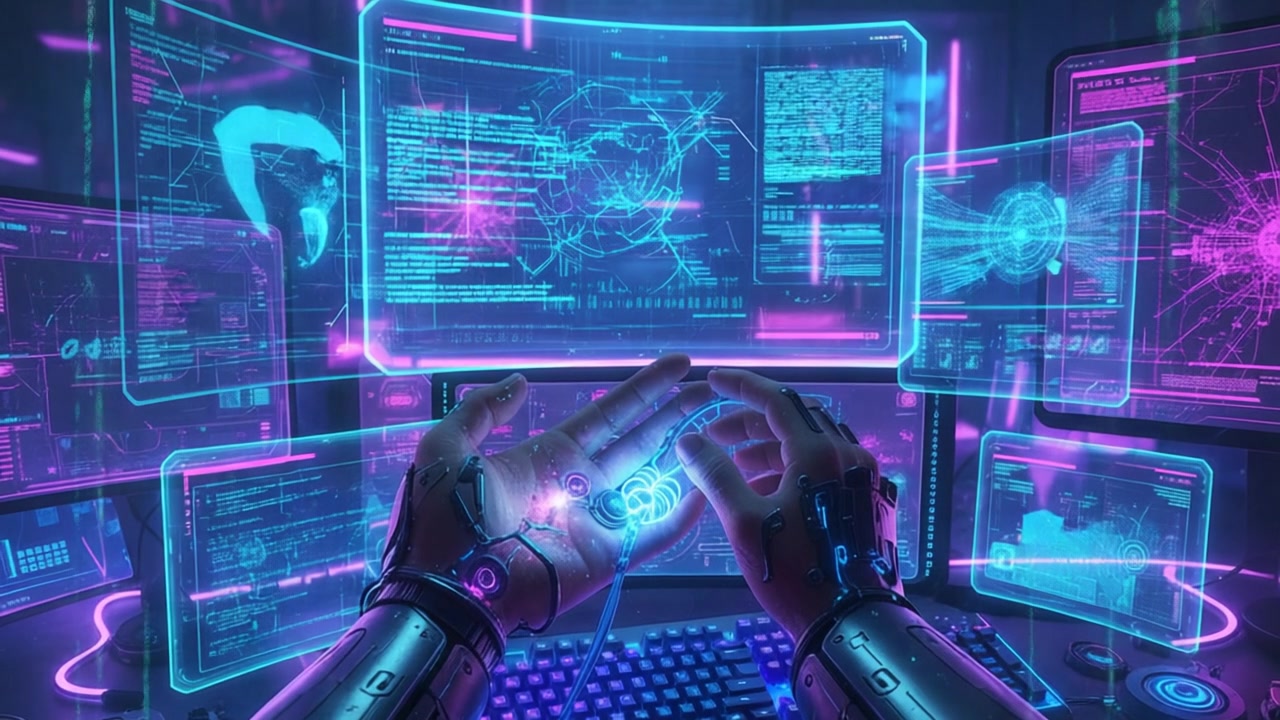 Cybernetic Future Vision – 720p neon & cyber VJ loop