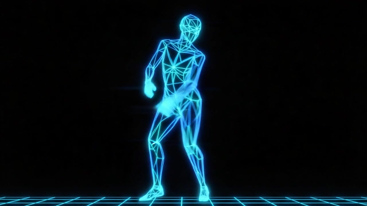 Electric Blue Wireframe Groove – 720p characters & dancers VJ loop