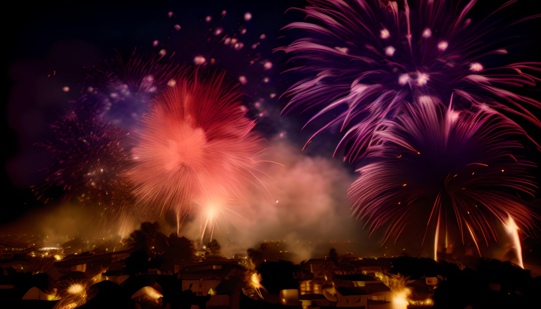 Explosive Night Sky — Party – HD celebration VJ loop