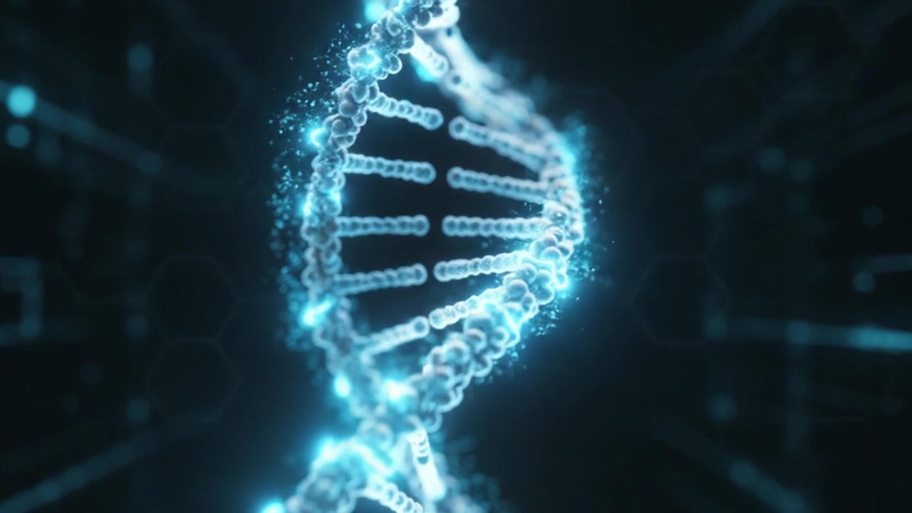Glowing DNA Helix – 720p neon & cyber VJ loop