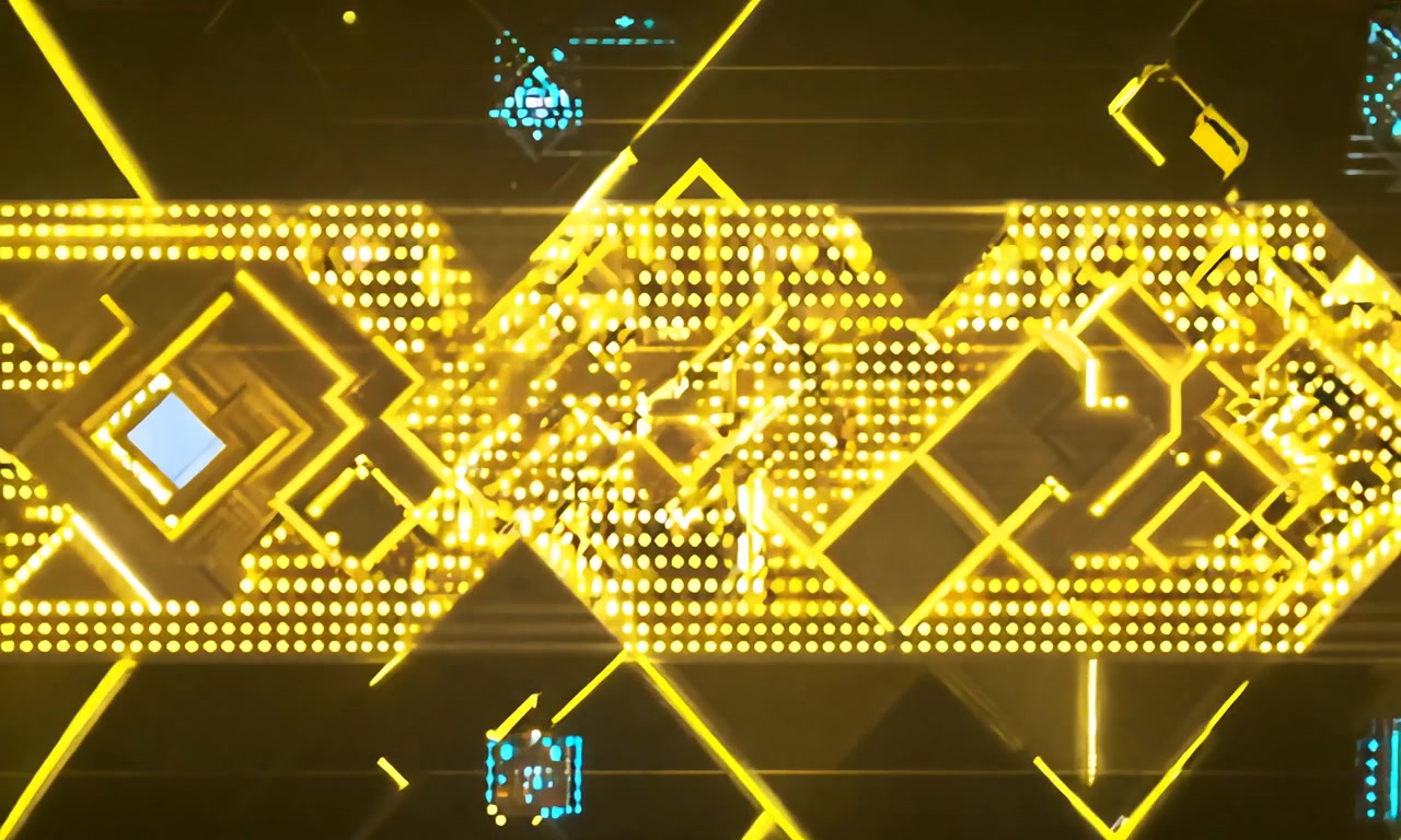 Golden Geometric Glitz – HD neon & cyber VJ loop