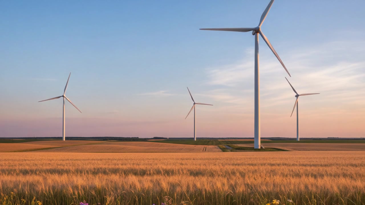 Golden Horizon Turbines – 720p nature VJ loop