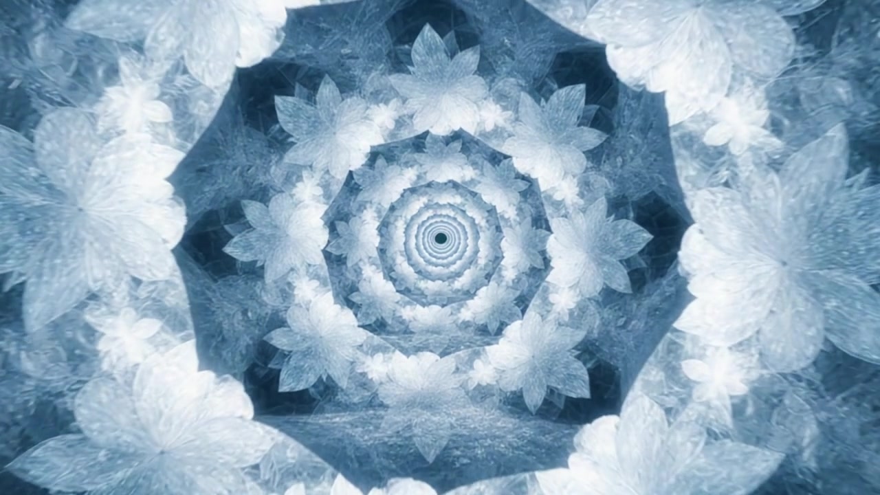 Icy Blossom Spiral – 720p christmas & winter VJ loop