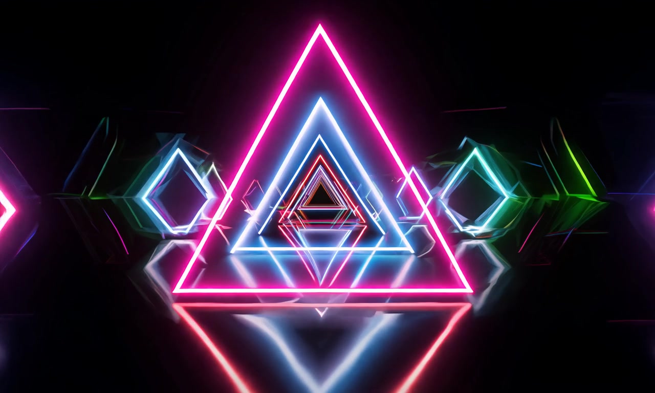 Neon Geometric Pulse — Triangles Electronic – HD neon & cyber VJ loop