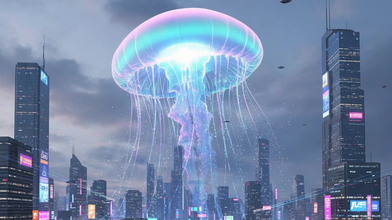 Neon Jellyfish Invasion – 720p neon & cyber VJ loop