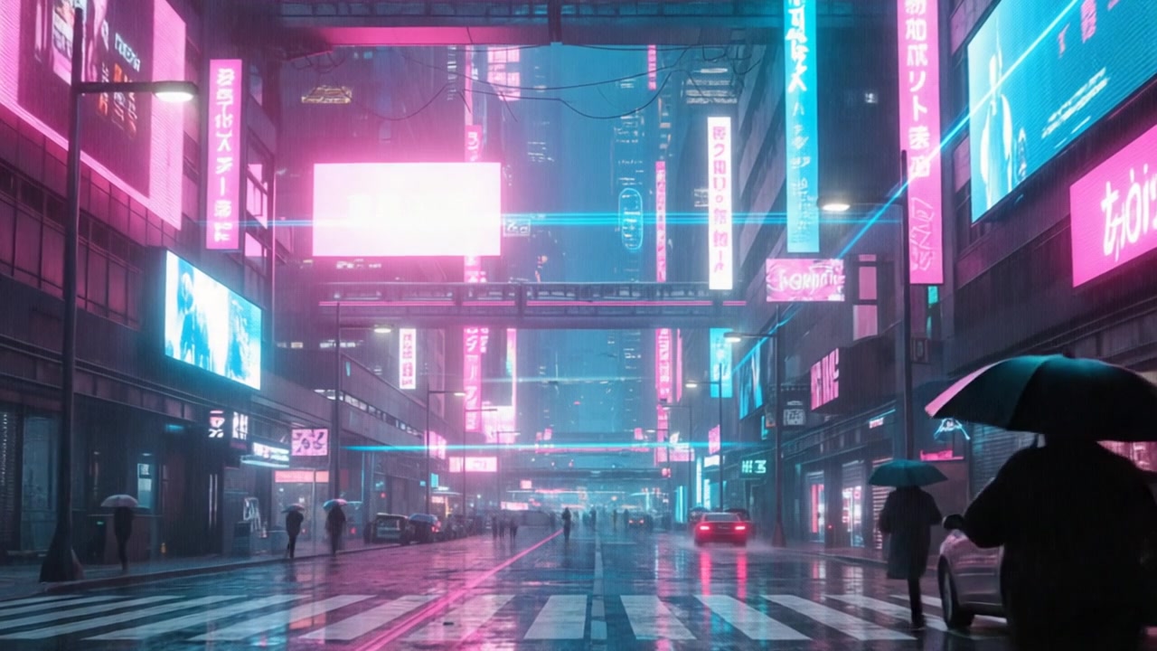 Neon Night Streets – 720p neon & cyber VJ loop