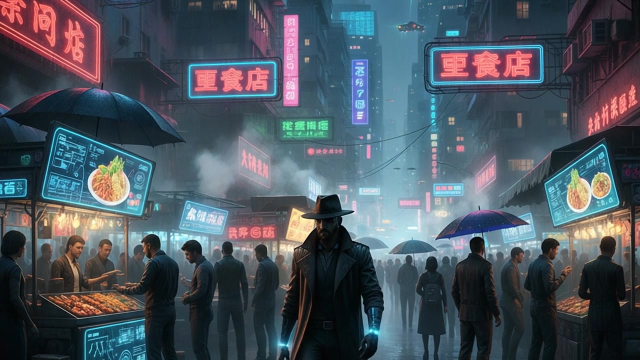 Neon Noir Streets – 720p neon & cyber VJ loop