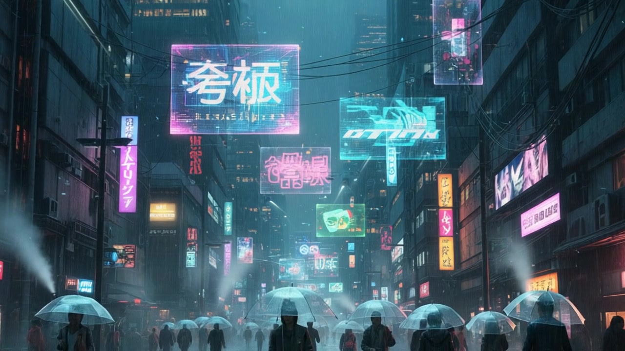 Neon Rain City – 720p neon & cyber VJ loop