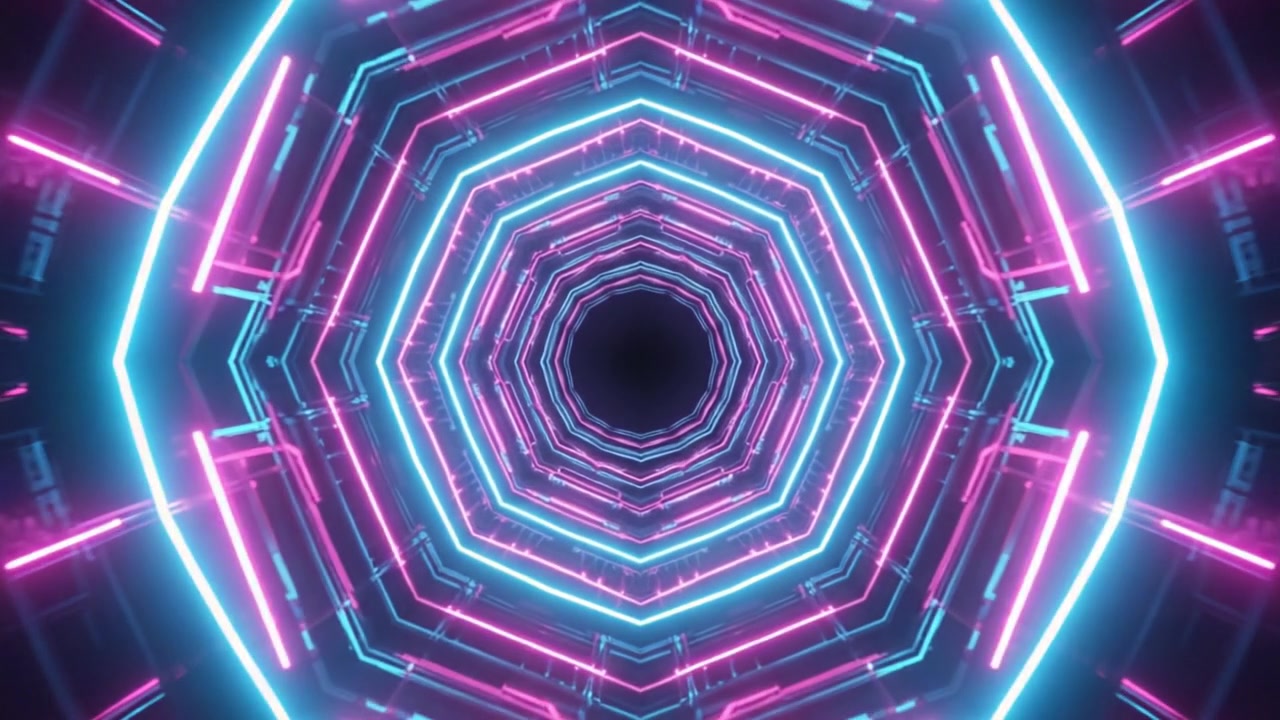 Neon Tunnel Vortex — Lights Pink – 720p neon & cyber VJ loop