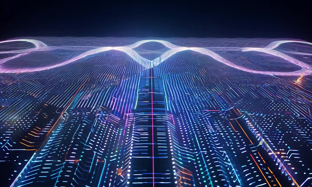 Neon Wave Symphony — Digital Futuristic – HD neon & cyber VJ loop
