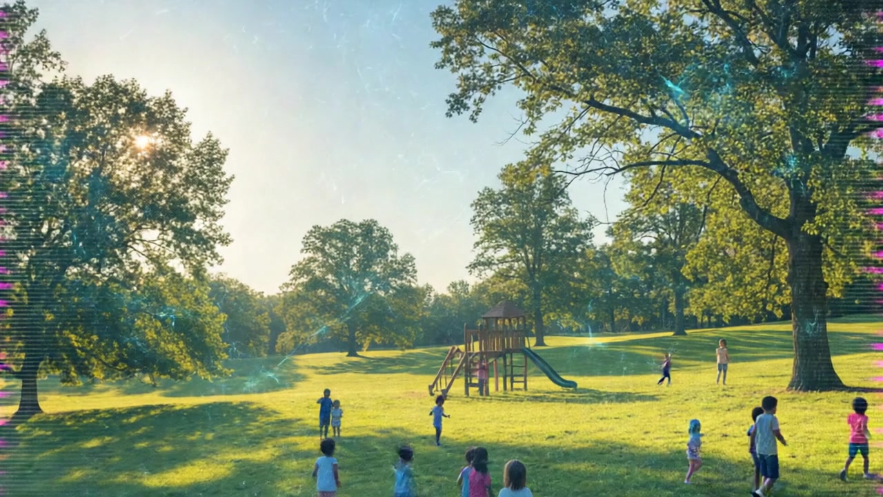 Playful Park Vibes – 720p neon & cyber VJ loop