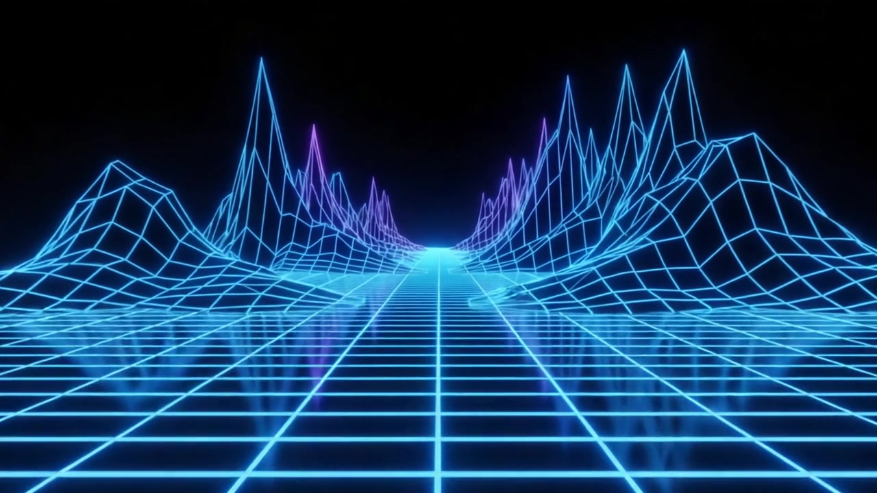 Retro Grid Journey – 720p neon & cyber VJ loop