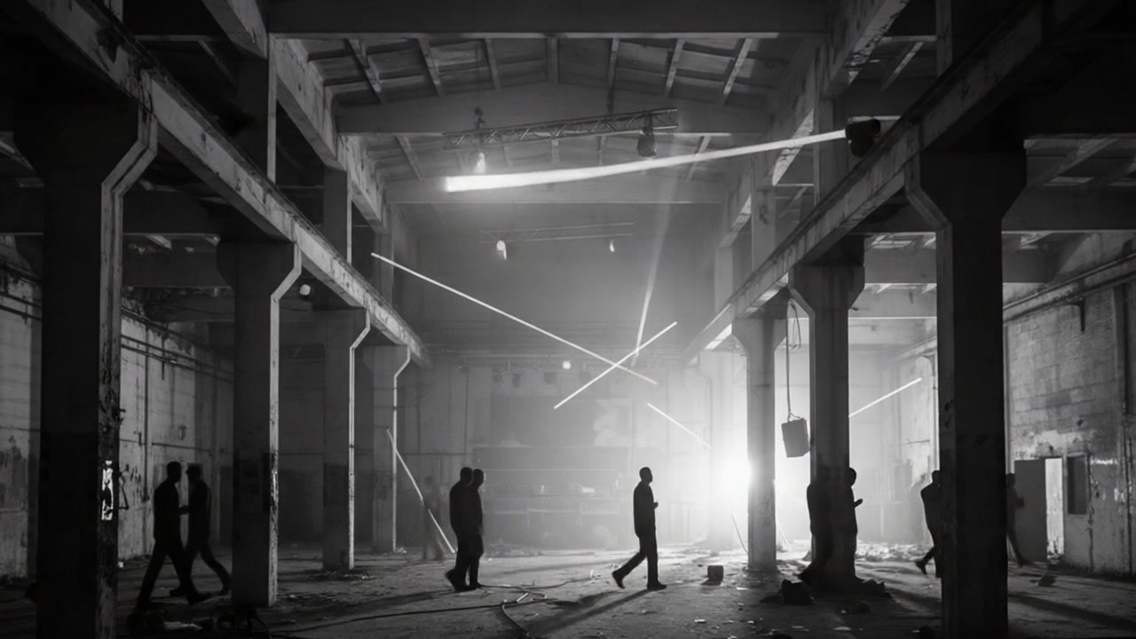 Warehouse Strobe Shadows – 720p neon & cyber VJ loop